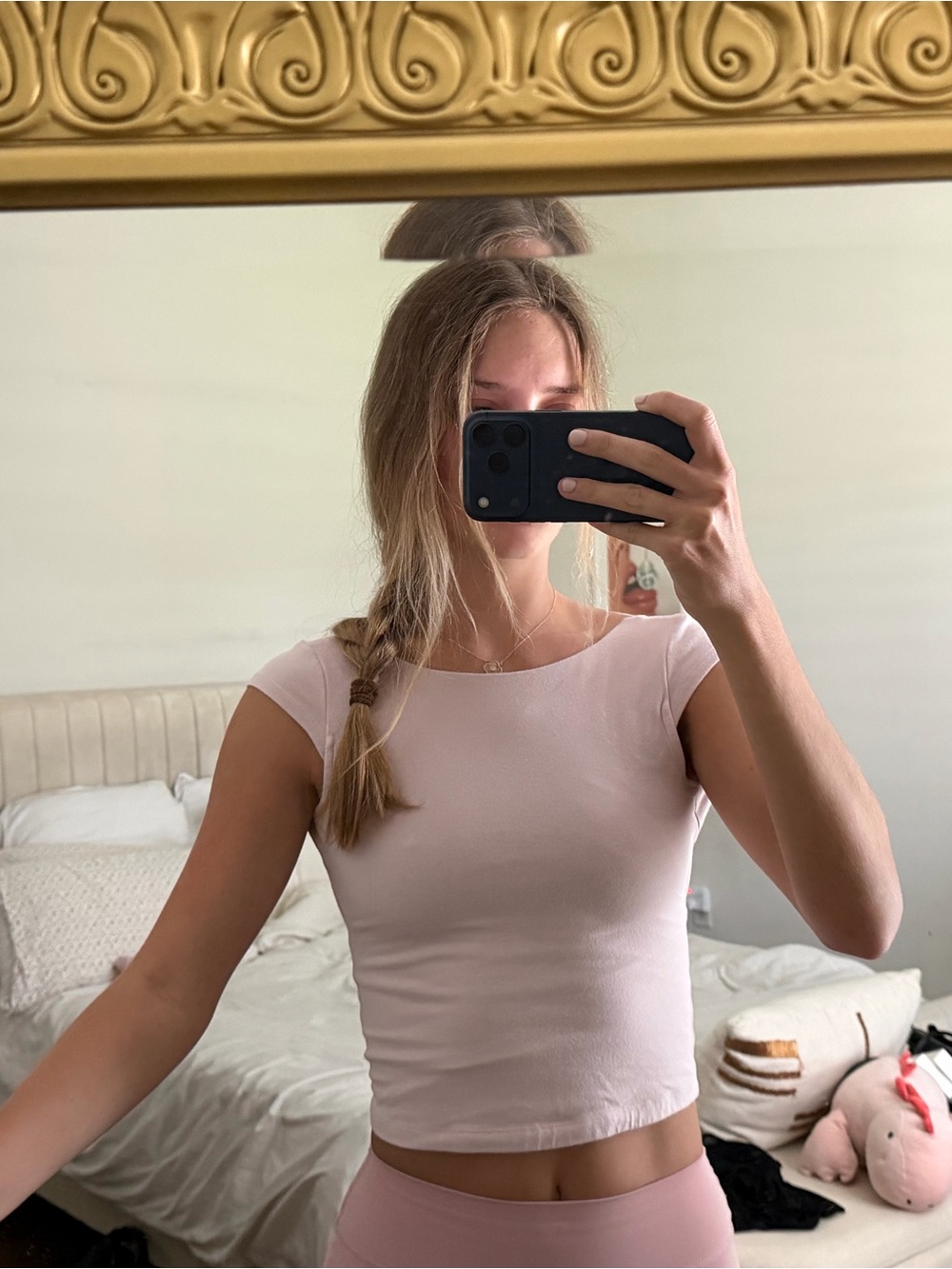 Garage Light Pink Fitted Scoop Crop Top